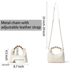 DORIS&JACKY Small Top Handle Clutch Purse for Women, Designer Evening Bag With Pearl Tote Handle and Chain Strap