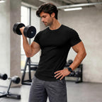 Jmierr Mens Short Sleeve T Shirt Summer Muscle Slim Fitted Crewneck Longline Tees Shirts For Gym Workout