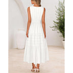 Merokeety Womens Summer Casual Midi Maxi Dress 2026 Beach Vacation Sleeveless Boho V Neck Cotton Modest Long Dresses Pockets