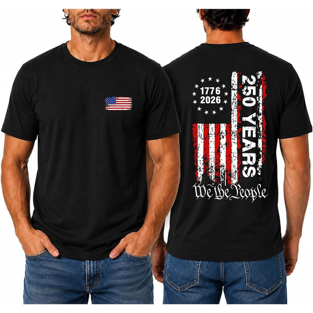 Men'S America 250 Shirt Patriotic Usa Flag Graphic T Shirt We The People 1776 2026 Vintage Fourth Of July Tee