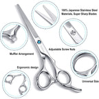 Hair Cutting Scissors Kit, Aethland Professional Barber Hairdressing Scissors Set (Trimming Shaping Grooming Thinning Shears) For Men Women Pets Home Salon Barber Haircut, 6.5" Japanese 9Cr Ss