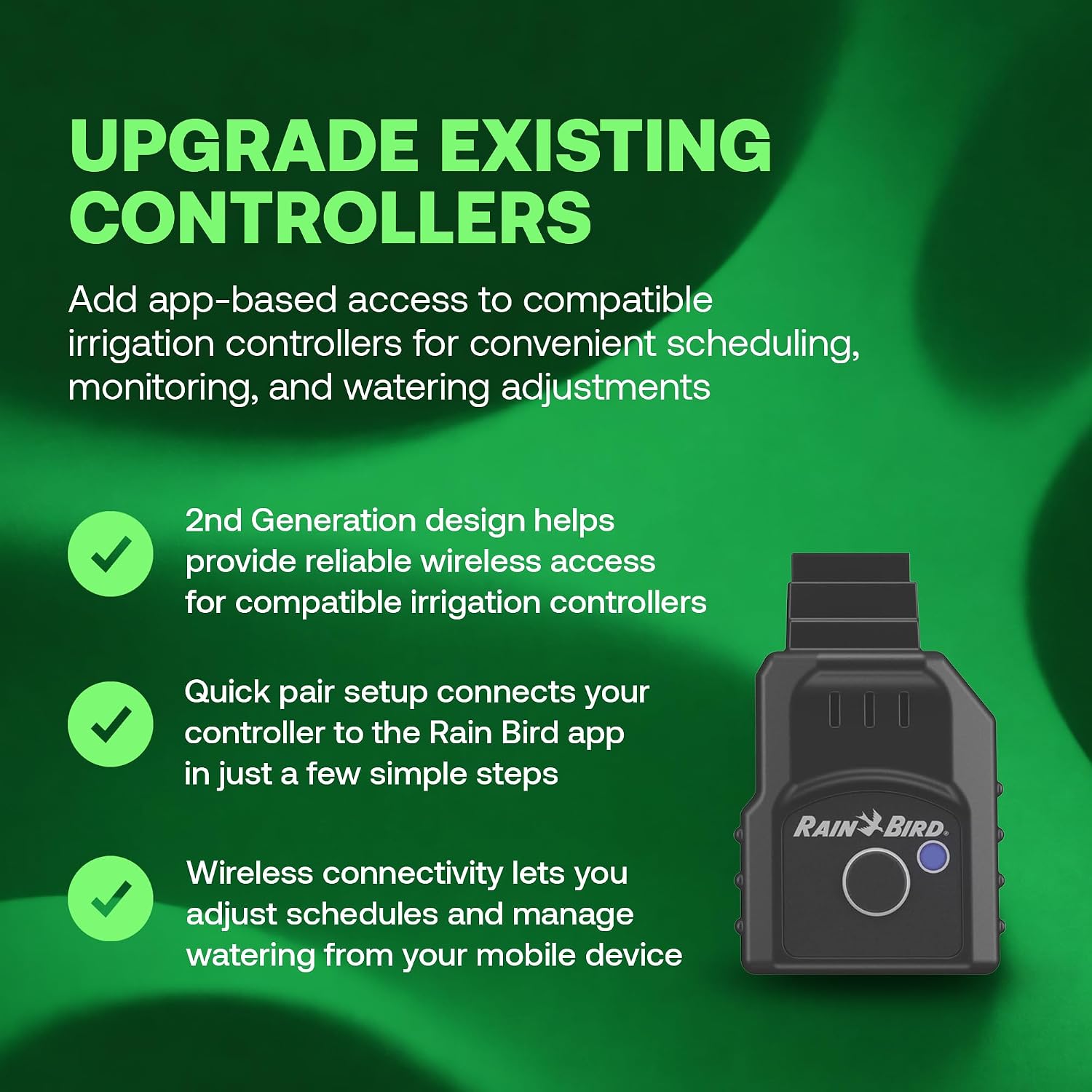 Rain Bird Lnk2 Smart Wifi Module 2Nd Generation - Irrigation Controller Wifi Upgrade, Remote App Control, Quick Pair Setup, Compatible With Tru, Esp-Tm2, Esp-Me3, Esp-Rzxe And Esp-Lxme2