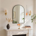 Sweetcrispy 20"x30" Arched Black Bathroom Mirrors for Wall, Bathroom Mirrors for Over Sink, Metal Framed with HD Shatter-Proof Glass for Entryway, Living Room, Bedroom