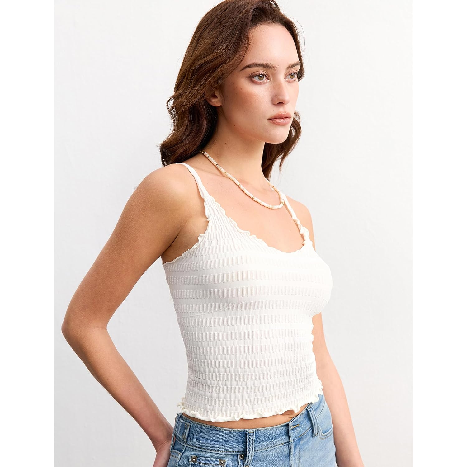 Women'S Sexy V-Neck Tank Tops Ultra-Stretchy Ruched Camisole With Adjustable Straps Going Out Top Fashion Clothing