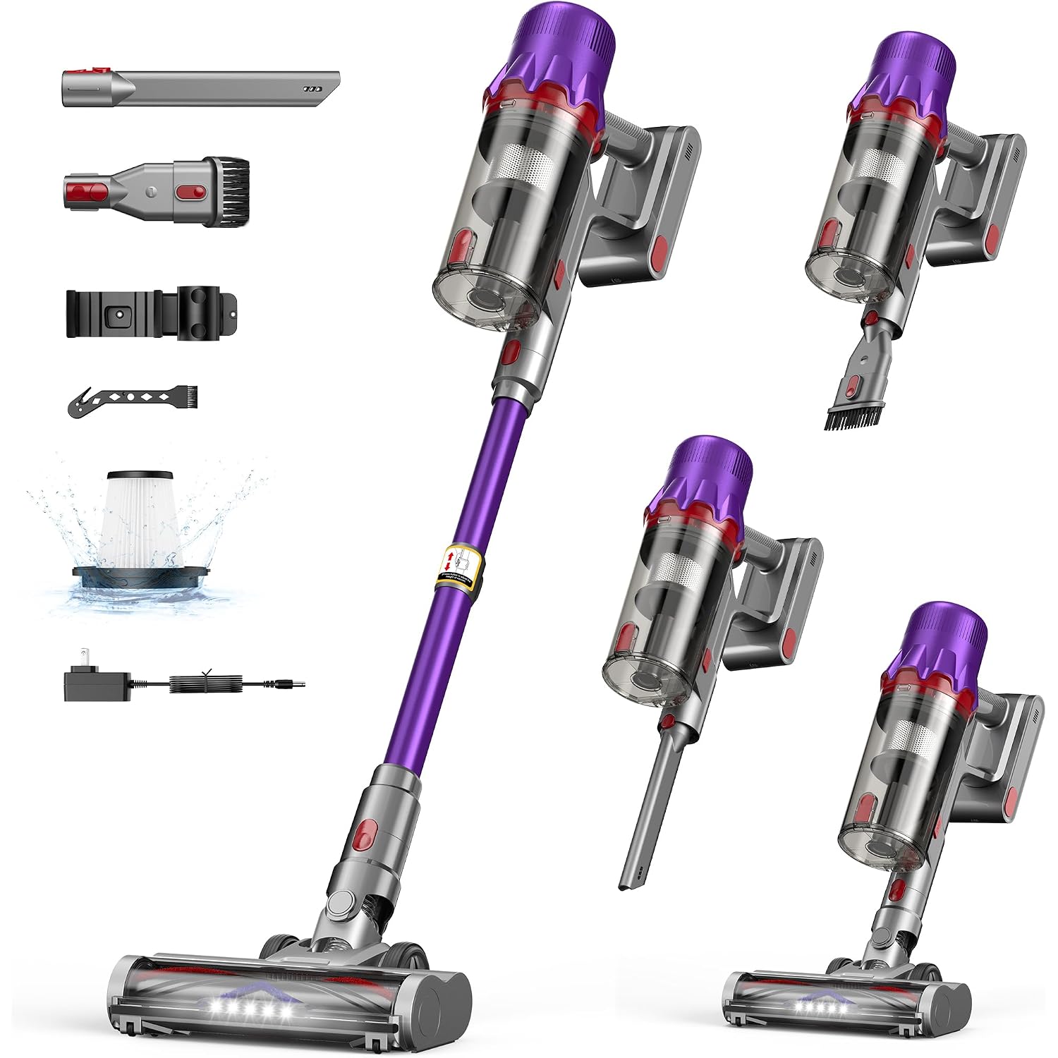 Cordless Vacuum Cleaner For Home - Powerful Stick Vacuum With Hepa Filter, 55-Min Runtime, Led Light, Anti-Tangle Brush, Detachable Battery,Lightweight Vacuum For Pet Hair,Carpets & Hard Floors