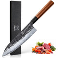 FAMCÜTE 8 Inch Japanese Knife, Hand Forged 5 Layers High Carbon 9CR18MOV Steel Rosewood Handle Chef Knife, Ultra Sharp Durable Professional Kitchen Knife, A Thoughtful Father Day Gifts for Men