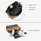 Soft Genuine Leather Lambskin Suede Quilted Bag,Carryall Top Handle Gold Chain Shoulder Shopping Bag