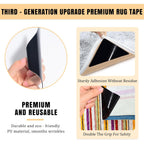12Pcs Rug Tape, Premium Carpet Tape, Non-Slip Rug Tape for Rugs, No Residue Keep Rugs Flat for Hardwood Floors & Tiles (Black)