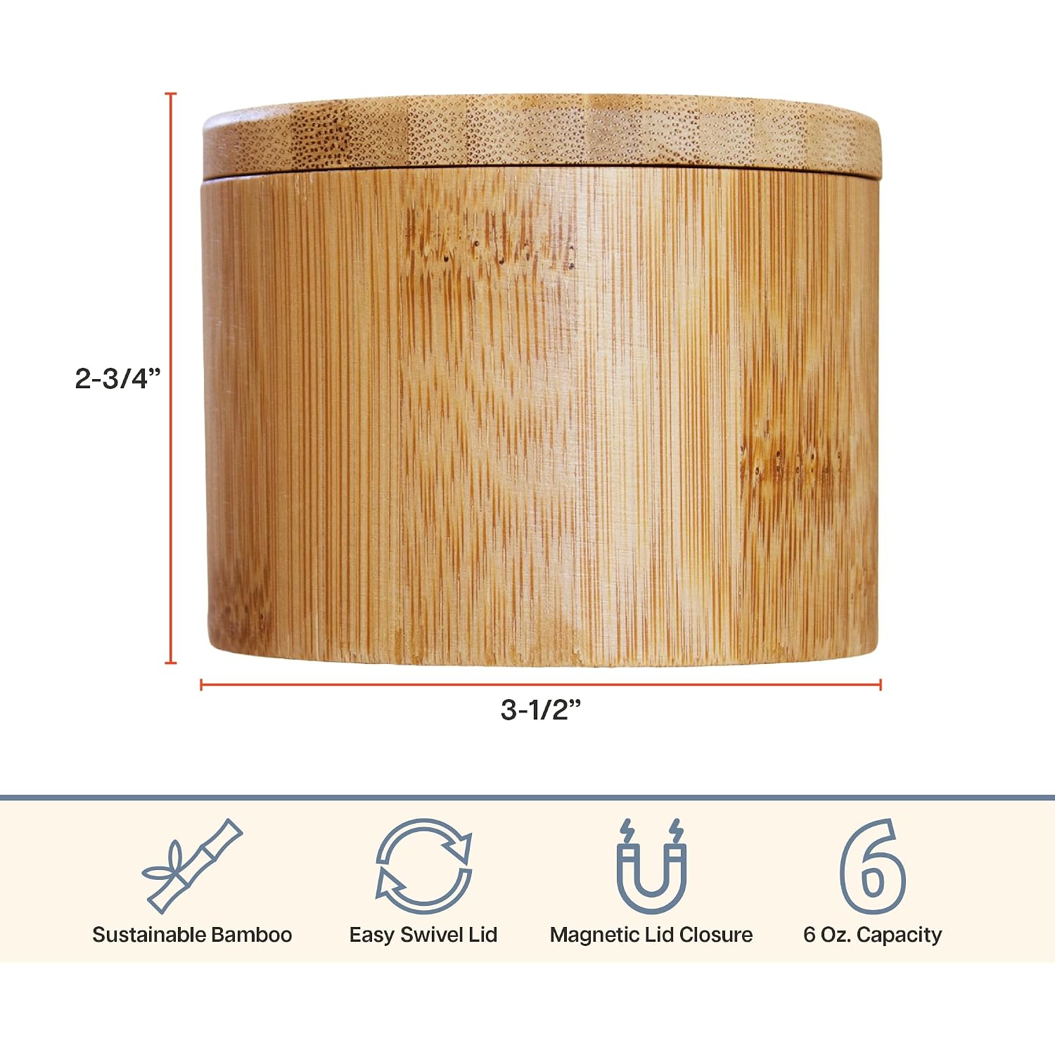 Totally Bamboo Salt Cellar With Swivel Lid, Salt Container For Countertop
