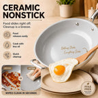 Kikcoin 12 Inch Ceramic Nonstick Frying Pan With Lid, 5 Qt Deep Saute Pan For Cooking, Induction Ready Skillet With Stay Cool Handle, Pfas/Ptfe/Pfoa Free, Oven & Dishwasher Safe
