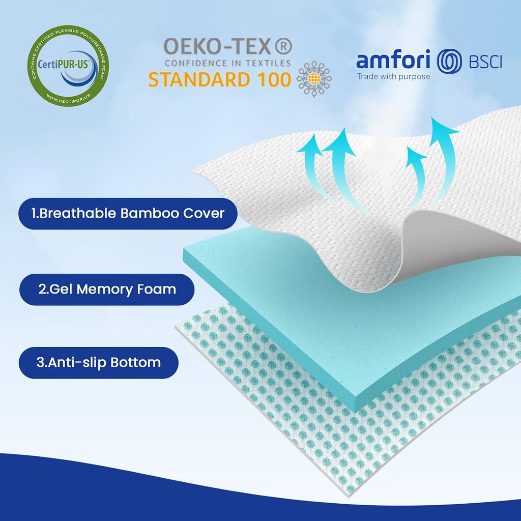 3 Inch Gel Memory Foam Mattress Topper Twin Xl, Cooling Mattress Topper With Removable & Washable Cover, Certipur-Us Certified
