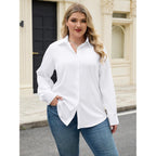 Siliteelon Plus Size Button Down Shirts For Women Dress Shirt Stretch Long Sleeve Collared Shirt Wrinkle Free Work Blouse Top