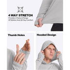 Men'S Upf 50+ Sun Hoodie, Long Sleeve Uv Protection Hooded Fishing Shirts, Lightweight Swim Surfing Rash Guard