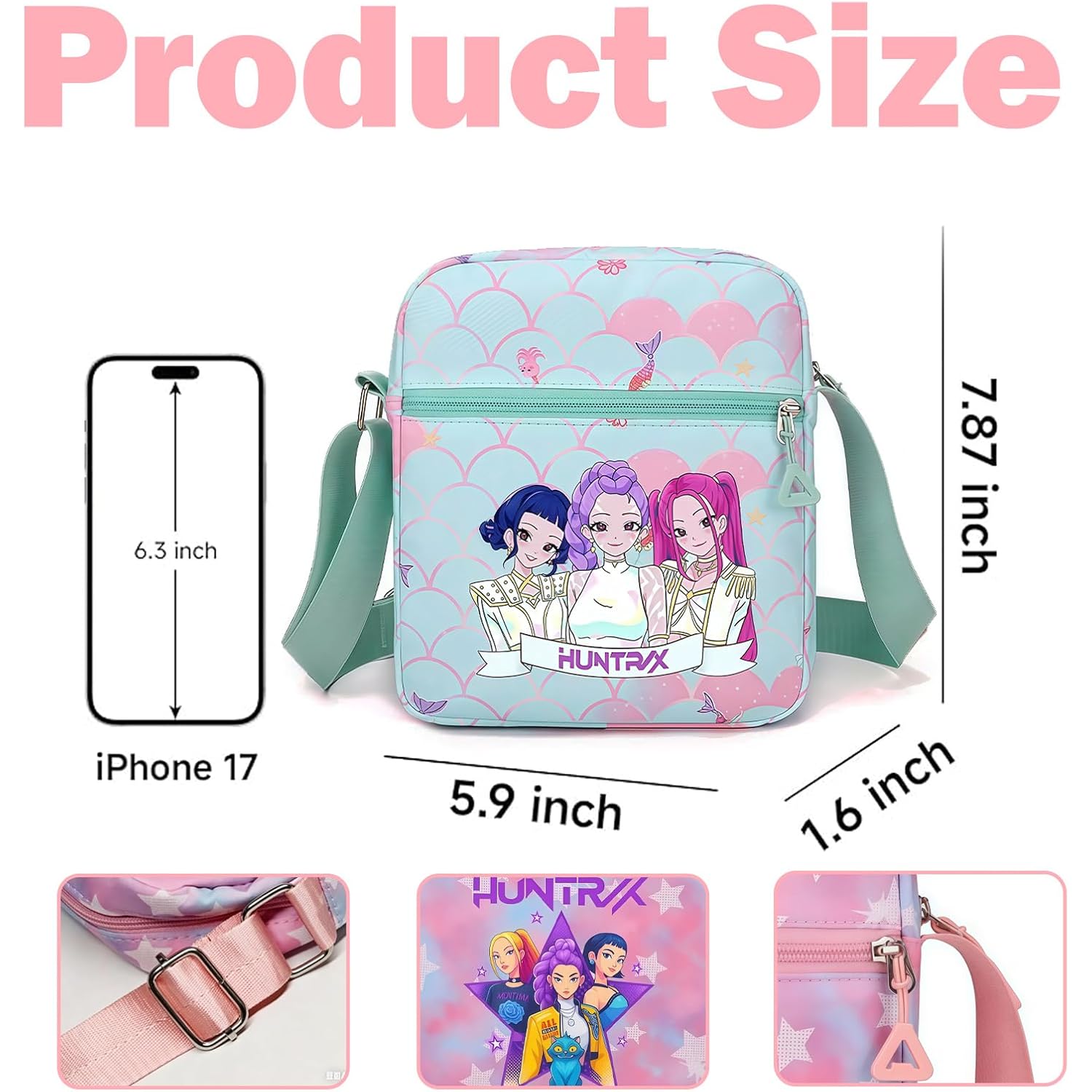 For Demon Hunters mini crossbody bag, For Korean idol,also a shoulder bag, features a cartoon pattern design. (purple)
