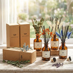 Flower Reed Diffuser Set Eucalyptus & Lavender Scent For Room Bathroom Accessories Shelf Decor & Air Fresheners, Sticks Defusers With 4.0 Fl Oz Essential Oils, Home Fragrance Office Gift
