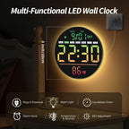Maxstar Led Digital Wall Clock With Timer, Seconds, Temperature, Date, Dst, Nightlight, Rgb Color, Alarm Clock, 5-Level Display Brightness, Digital Clock Timer For Classroom, Bedroom, Garage, Gym