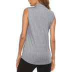 Women's Sleeveless Golf Tennis Polo Shirts Zip Up Dry Fit Workout Tank Tops Athletic Shirt