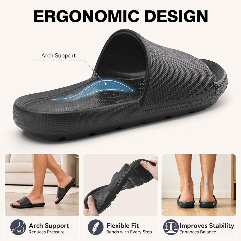 Shower Shoes For Men Women With Arch Support Non Slip Quick Drying Slides College Dorm Bathroom Sandals Pool Slides Lightweight Beach Sandals