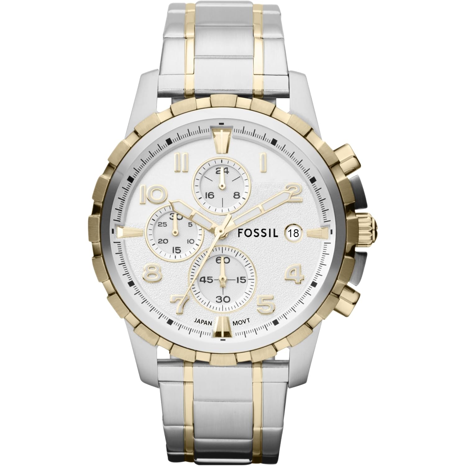 Fossil Men'S Watch, Dean Quartz Stainless Steel Chronograph Watch For Men