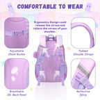 Kids Backpack For Girls - School Bags For Middle School Students - Book Bag For Elementary Primary - Kawaii Ita Backpack - Purple