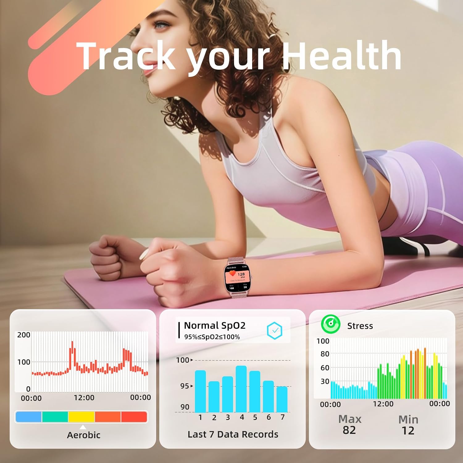 Smart Watch For Women, Answer/Make Call,1.85'' Ultra-Clear Screen Fitness Tracker With Heart Rate/Sleep/Spo2 Monitor,Smartwatch For Iphone/Samsung/Android,120+ Sport Modes,Ip68 Waterproof With 2 Bands