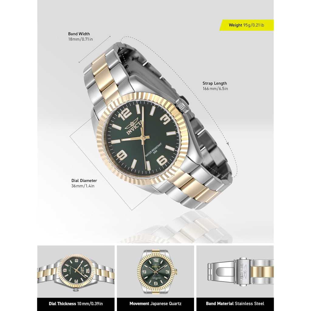 Invicta Women'S 47470 Specialty Quartz 3 Hand Green Dial Watch