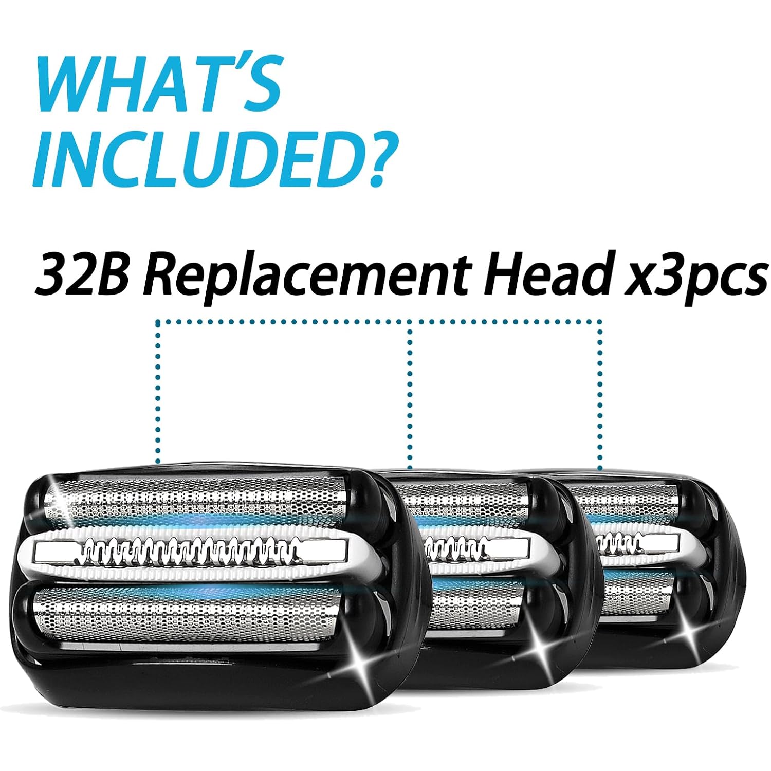 3 Pack 32B S3 Electric Replacement Heads for All Series 3 Shavers, Suitable for S3 3040s 3080s-4 370cc 3070cc 3000s 3010, 3090cc Etc.