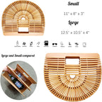 Miuco Womens Bamboo Handbag Handmade Large Tote Bag Straw Beach Bags Beach Purse Size
