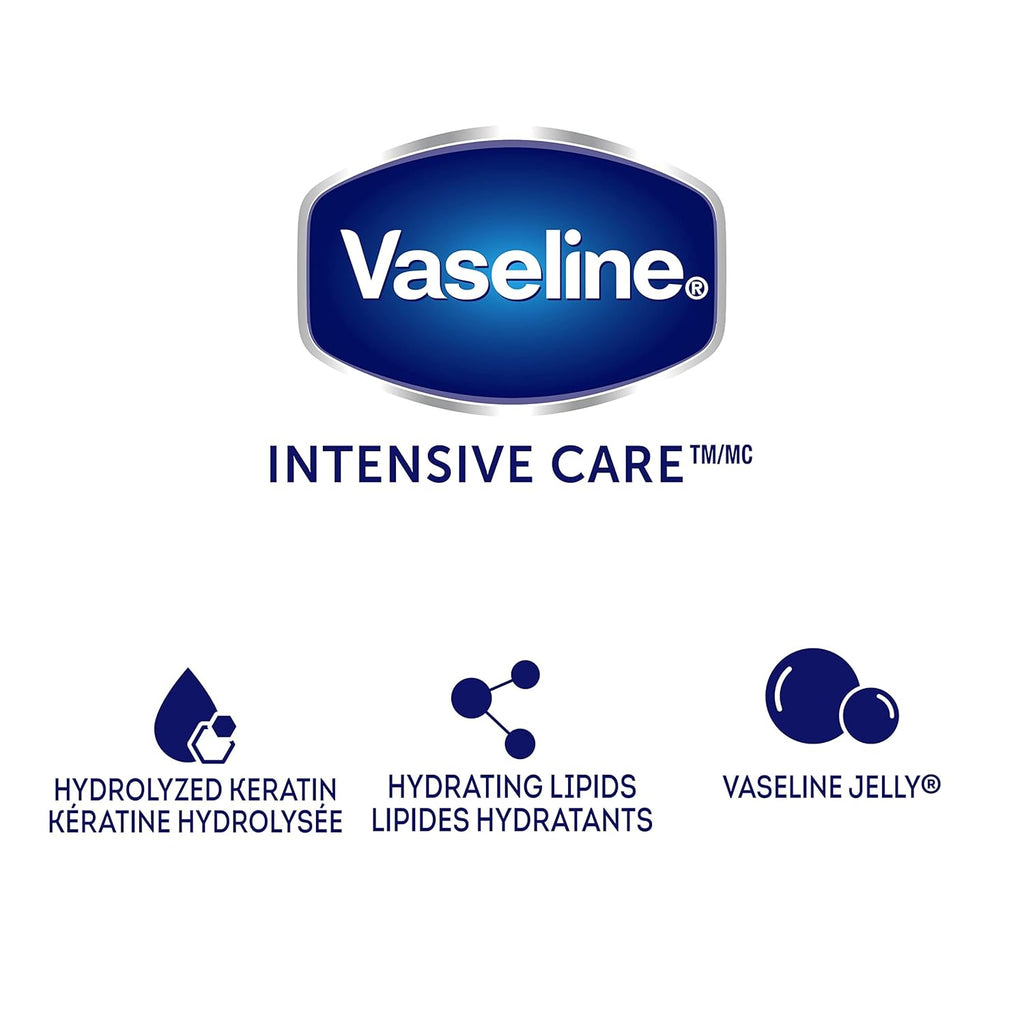 Vaseline Lotion, Healthy Hands Stronger Nails with Keratin 3-Pack – Intensive Care Hand Lotion with Petroleum Jelly, 3.4 Oz Ea