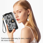 Coco Rossi Women Wallets Multi Card Case Wallet Clutch Wallet Card Holder Organizer Ladies Purse Wrist strap Purse, Black Butterfly