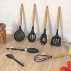 Oannao Silicone Cooking Utensils Kitchen Utensil Set - 446°F Heat Resistant Silicone Kitchen Utensils Set, Spatula,Turner Tongs, Spoon, Whisk,Kitchen Gadgets For Nonstick Cookware, Bpa Free (Gray)