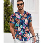 Custom Hawaiian Shirt W/Face For Men Personalized Funny Button Down Hawaiian Shirts W/Photo Tropical Beach Shirts