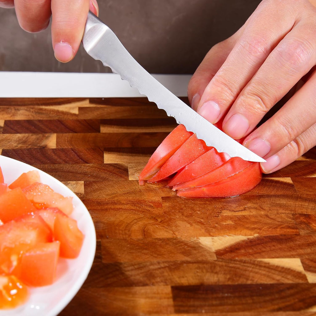 Omesata Tomato Knife, Tomato Slicing Knives Serrated Blade from High Carbon Stainless Steel for Smooth Cutting Tomatoes, Vegetables and Fruits