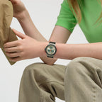 Swatch Chrono 42 Unisex Watch Dress Stainless Steel Beige Quartz Waterproof Obsidian Ink