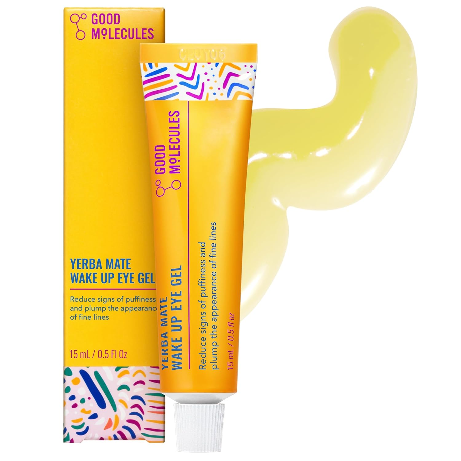 Good Molecules Yerba Mate Wake Up Eye Gel - Hydrating Under Eye Gel Cream With Hyaluronic Acid And Caffeine - Target Dark Circles And Puffiness - Skin Care For Face