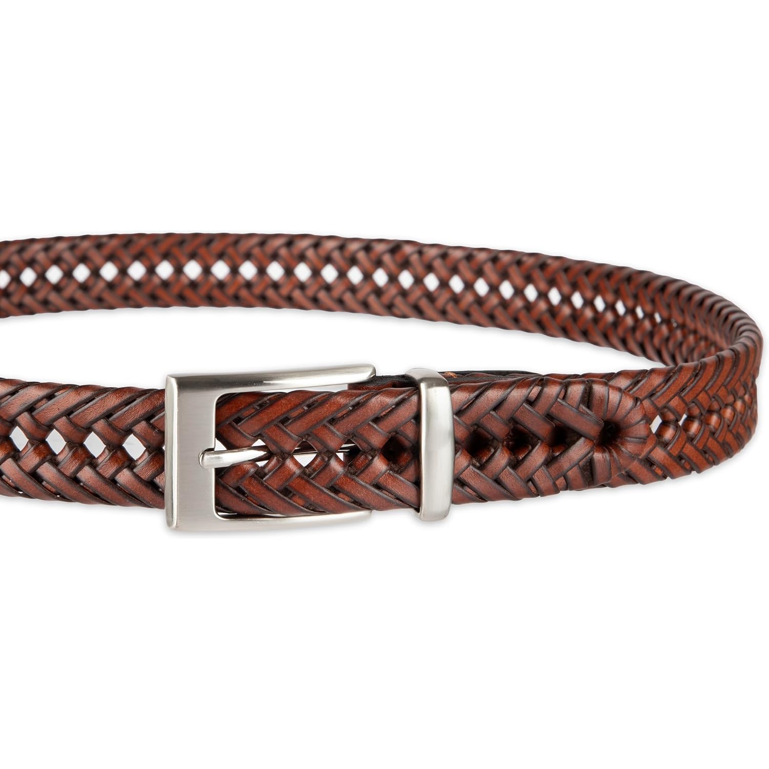 Dockers Men'S Braided Leather Belt, Fully Adjustable Casual Strap For Everyday Wear