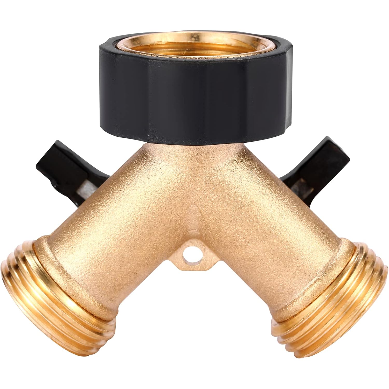 Garden Hose Splitter 2 Way Heavy Duty, Y Connector Brass Garden Hose Adapter, Hose Bib Splitter With 2 Extra Rubber Washers | Brass Garden Hose Adapter Hose Bib Splitter With 4 Extra Rubber Washers