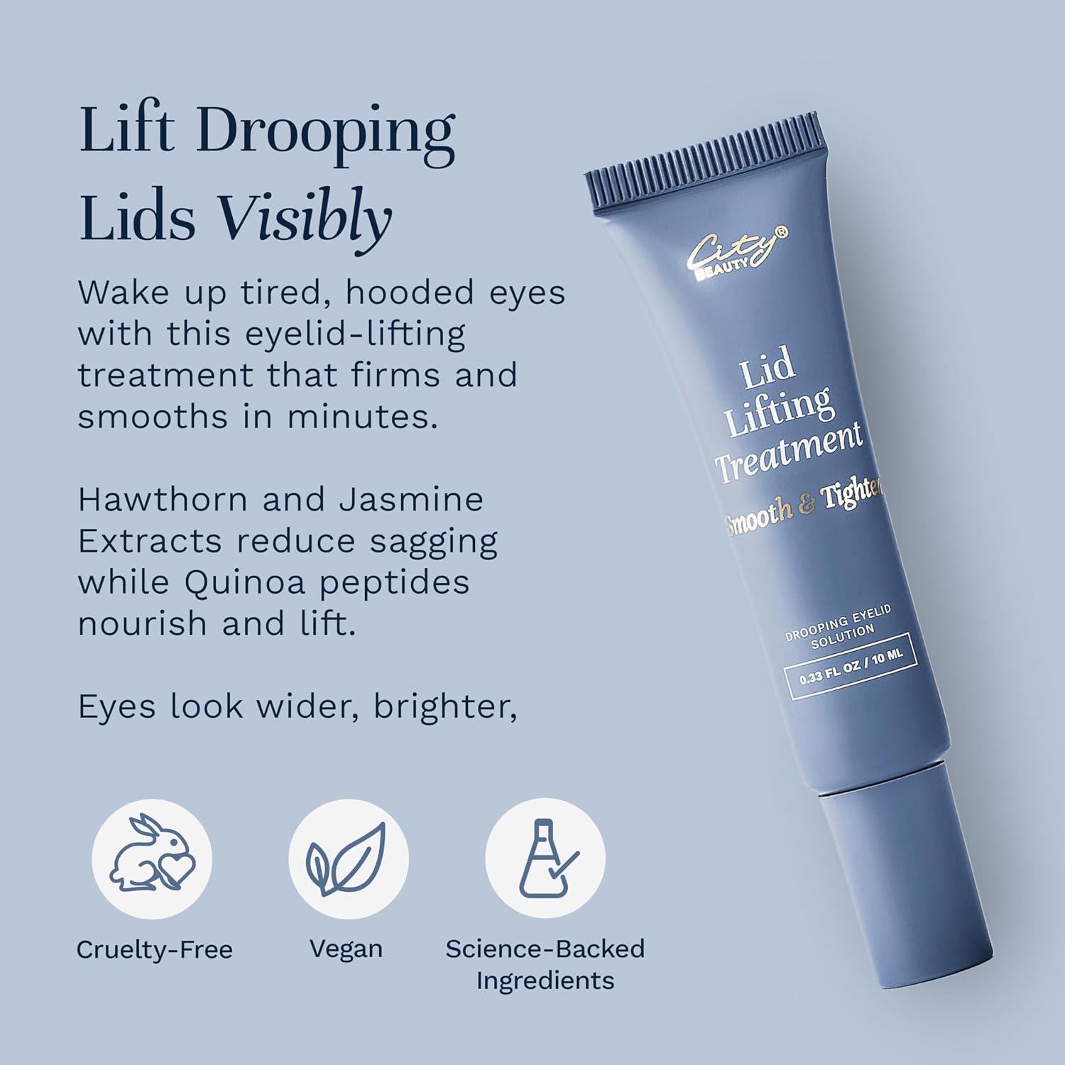 City Beauty Lid Lifting Formula – Eye Cream For Aging Eyelids – Instant Appearance Lift & Firming Support – Diamond Powder & Hawthorn Extract Blend