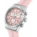 Swatch I New Chrono Unisex Watch Dress Stainless Steel Pink Quartz Waterproof Poppingly Pink