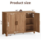 Joaxswe Sideboard Buffet Cabinet With Storage, 46" Arc-Shaped Credenza With 3 Doors & Adjustable Shelves, Mid Century Modern Coffee Bar Cabinet For Kitchen, Living Room, Entryway, Darkwood