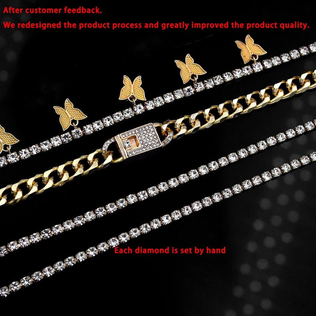 yfstyle Butterfly Ankle Bracelet for Women Rhinestone Anklets Bulk Adjustable Layered Beach Ankle Bracelet Braided Chain Anklet Charm Ankle Bracelet Jewerly Gift