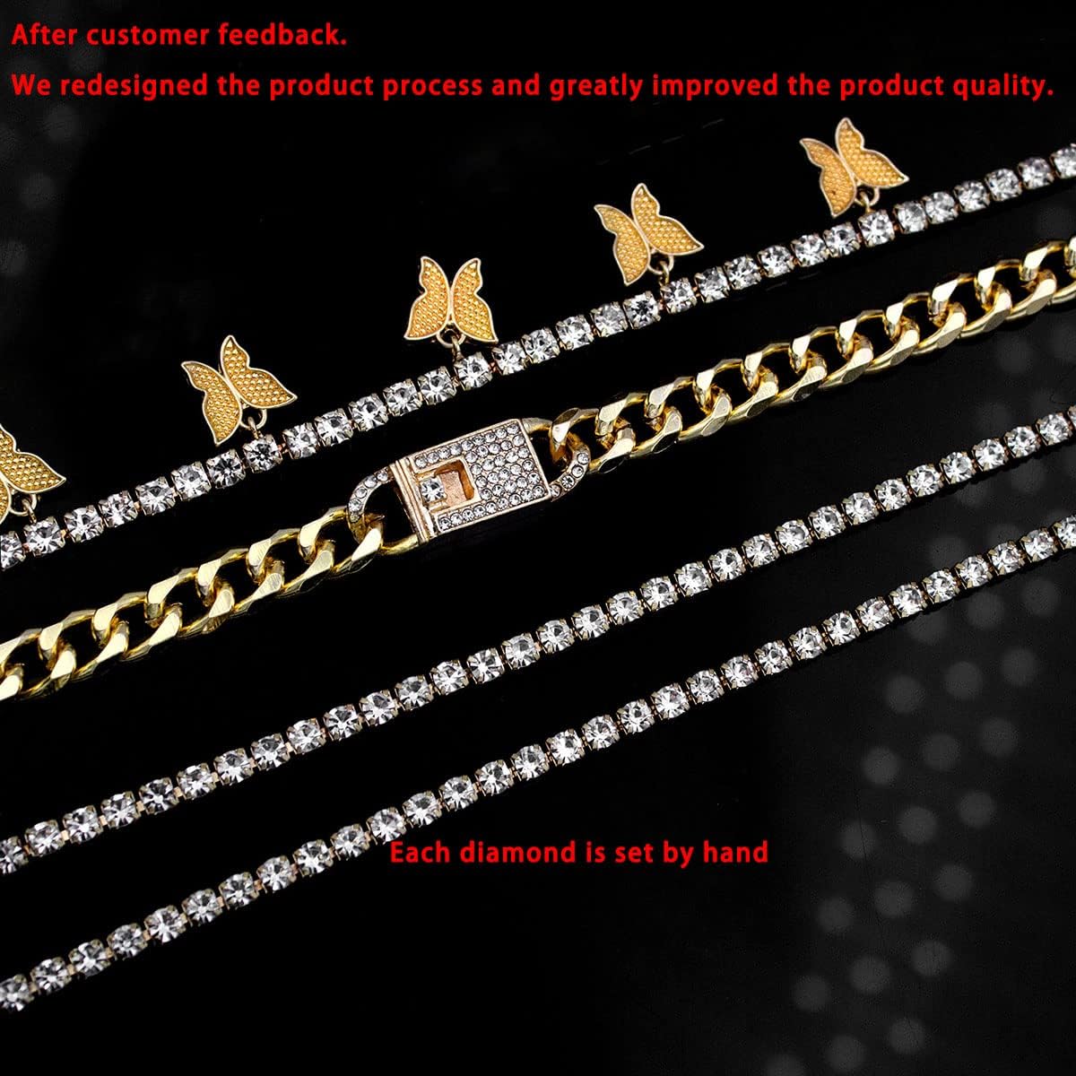 yfstyle Butterfly Ankle Bracelet for Women Rhinestone Anklets Bulk Adjustable Layered Beach Ankle Bracelet Braided Chain Anklet Charm Ankle Bracelet Jewerly Gift