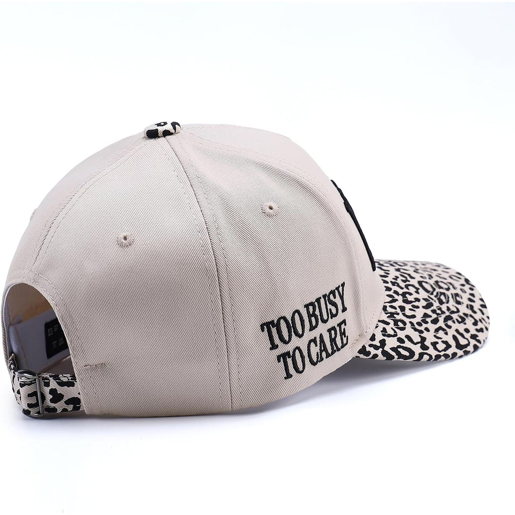 Vintage Two-Tone Trucker Hat Adjustable Baseball Cap with Mommin Embroidery Ponytail Fit Unisex Outdoor Casual Headwear Leopard-01