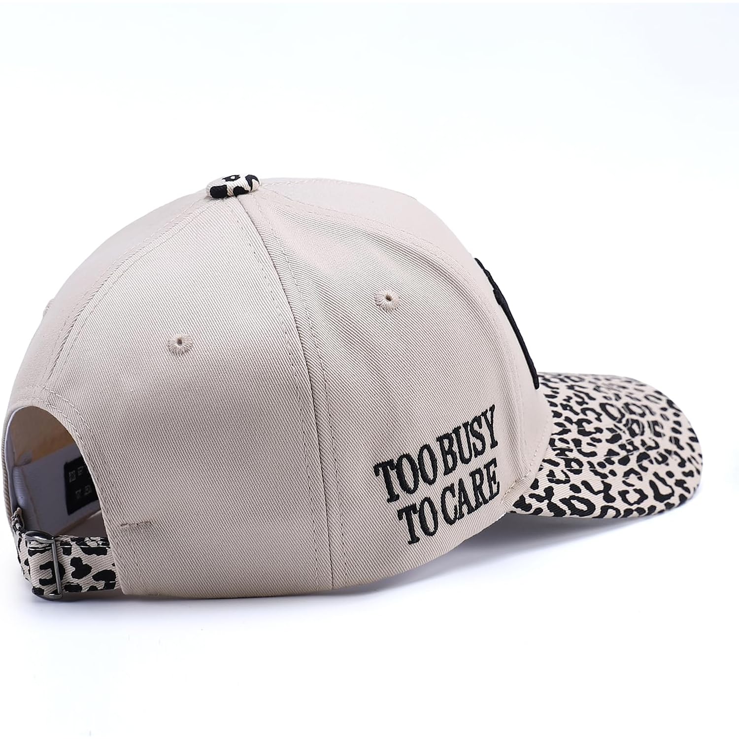 Vintage Two-Tone Trucker Hat Adjustable Baseball Cap with Mommin Embroidery Ponytail Fit Unisex Outdoor Casual Headwear Leopard-01