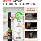 Circle Joy Electric Wine Opener Rechargeable, 7-In-1 Automatic Wine Bottle Opener Gift Set With Electric Vacuum Pump, Foil Cutter, Aerator Pourer, 2 Stoppers & Charging Base, Black