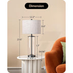 Edishine 23.6" Glass Table Lamp Set Of 2, Diy Refillable, Rotary Switch | Modern Bedside Lamp With Linen Lampshade, E26 Base, Nightstand Light For Living Room, Bedroom, Office