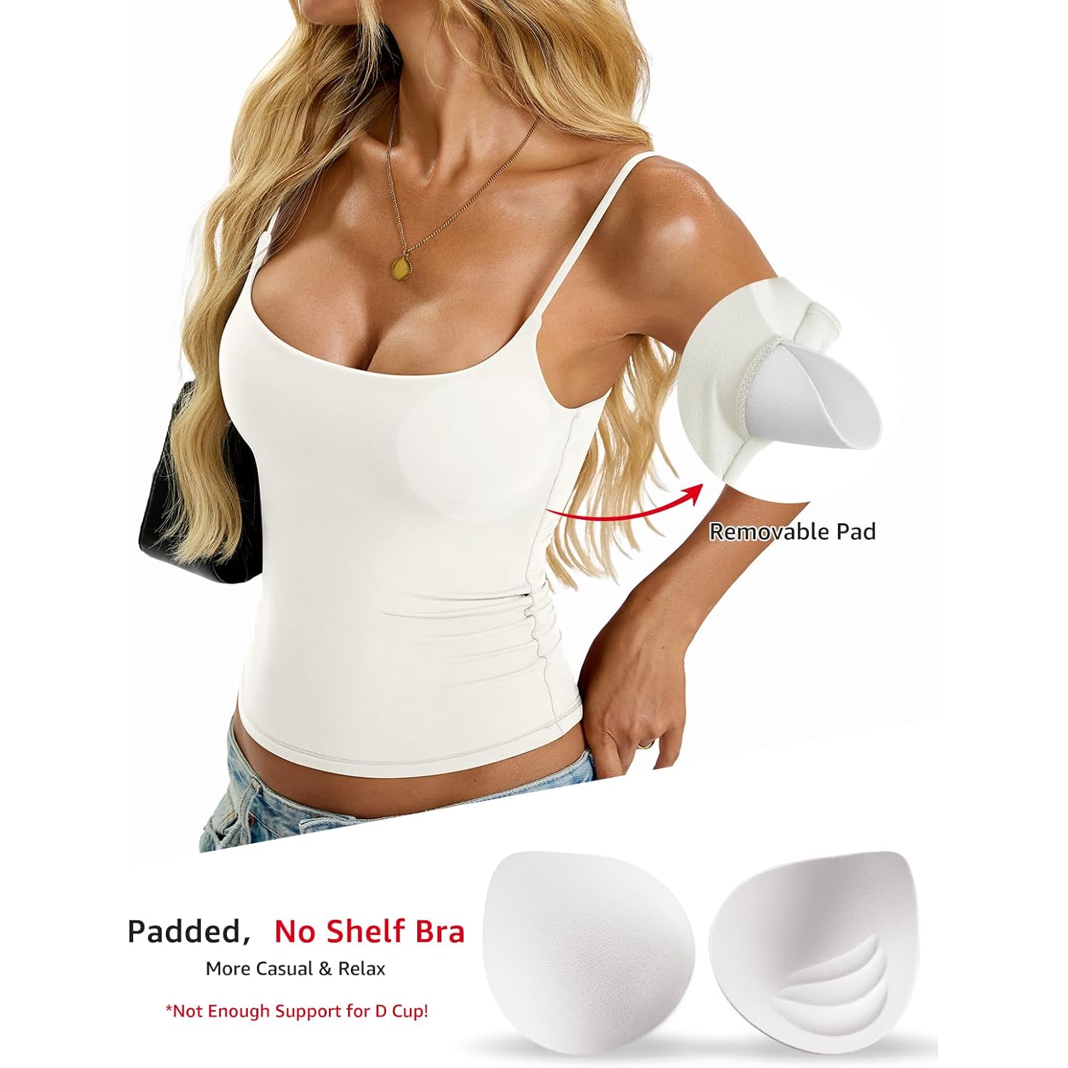 Womens Padded Cami Tank Tops Double Lined Spaghetti Strap Built in Bra Shirts Slim Fitted Basic Summer Cloth 2026