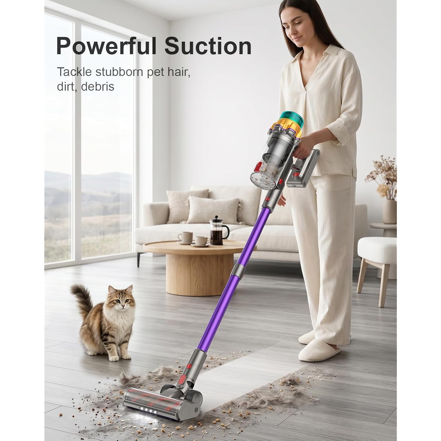 Cordless Vacuum Cleaner, 55Kpa 650W 70Mins Extra-Large Dust Cup Cordless Stick Vacuum, Rechargeable Vacuum Cleaner With Self-Standing, Vacuum Cleaners For Home, Hardwood Floor, Carpet, Pet Hair