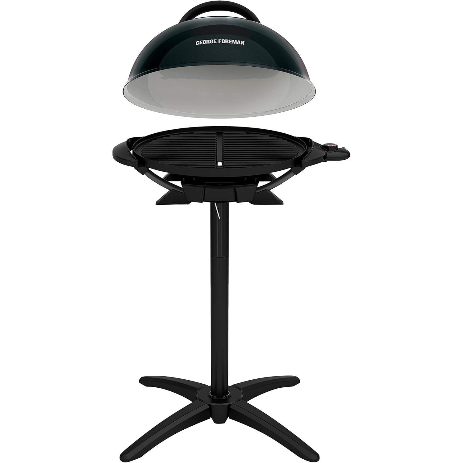 George Foreman Indoor/Outdoor Electric Patio Grill, Apartment Approved, 15-Serving, Removable Stand, Black
