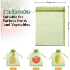 50 Pcs 6X9 Inches Fruit Protection Bags, Fruit Bags For Fruit Trees | Green Netting Fruit Cover Bags Drawstring Mesh Fruit Protectors